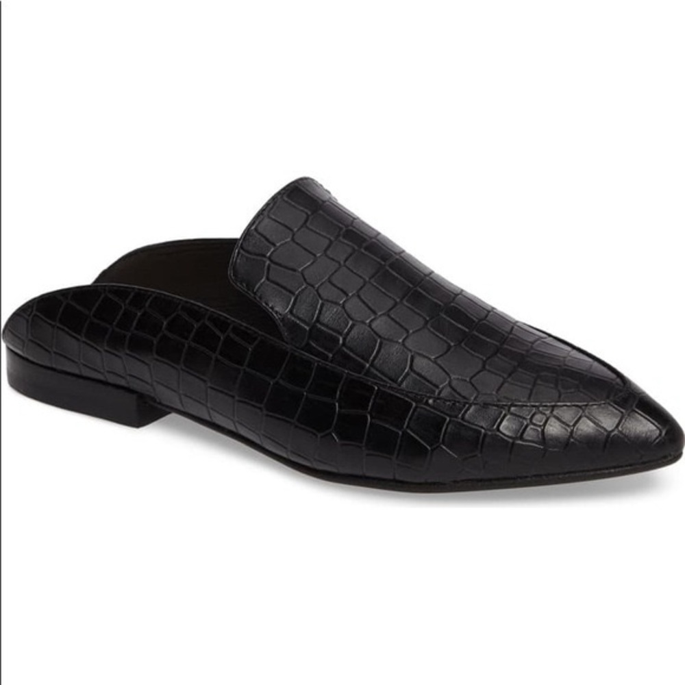 Kristin Cavallari for Chinese Laundry Black Faux Crocodile Mules Sz.6